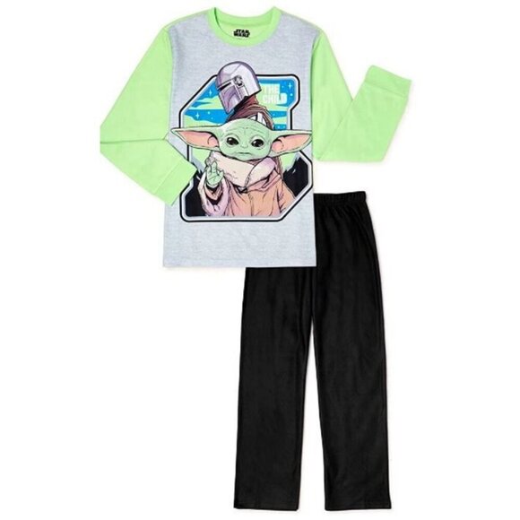 Star Wars Yoda 2 Piece Flannel Fleece Pajama Set Child Size 6/7 - Picture 1 of 3